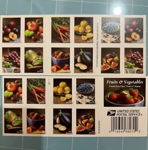 Fruit and Vegetables Self-Adhesive Postage Booklet of 20 USPS Stamps 1 Pane MNH