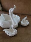 Vtg Hull Swan Duck Geese Family Dish Ceramic USA Set Of Three