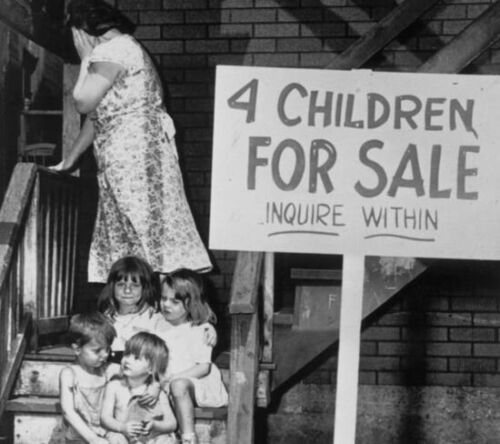 Children For Sale During Deprssion.Weird Bizarre Vintage old photo  8X10