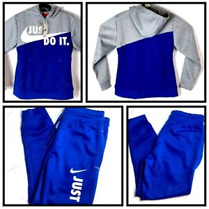 Women's Nike Just Do It (Air) Fleece Sweat Suit Hoodie/Joggers Outfit Blue