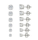 Ladies White Gold Plated Cubic-Zirconia Round Studs Screw Back Earrings 3-8mm