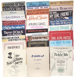 Sheet Music variety lot of 25 1920s through 1980s good for Plaing Or Framing