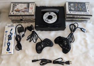 Sega Saturn System Console 2 Controllers Complete Hookups & 11 Games New Battery