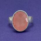 Natural Rose Quartz Ring, Oval Cut Rose Quartz Ring, 925 Silver Statement Ring