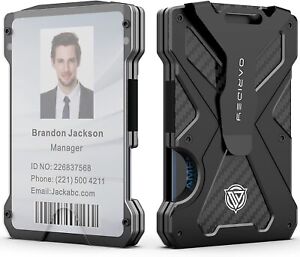 Metal Clear ID Card Holder, Slim Minimalist Wallet RFID Blocking, Wallet for Men