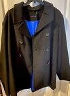 CALVIN KLEIN Wool Blend Pea Coat Swing Fit Black Size 2X Needs Dry Cleaned EUC
