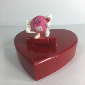 Vintage M&M Pink Cupid Red Heart Shaped Valentine’s 1991 Candy Keepsake Box