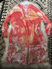 Chico's Long Cardigan Paisley Floral Sweater Duster size 3. Cotton Blend. G8