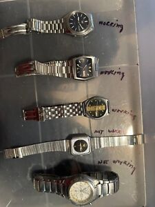 Lot of 5 Vintage Seiko  Men's Day Date Watches, See Pics