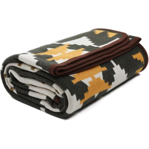 Merino Wool Blend Camp Blanket, Warm Thick Washable Large Outdoor Camping
