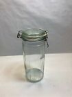 New ListingVintage clear glass panel canister jar wire bail hinged lid