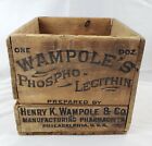 Antique Wooden Box Crate Wampole's Phospho-Lecithin Quack Cure Advertising Sign