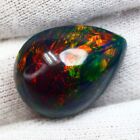 11.26 CT GIA Certified 19x15mm Natural Black Opal Rare Volcanic Fire Pattern GEM