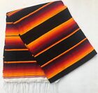 FALSA Mexican Blanket Hand Woven RASTA Serape Throw Yoga black / orange sunrise