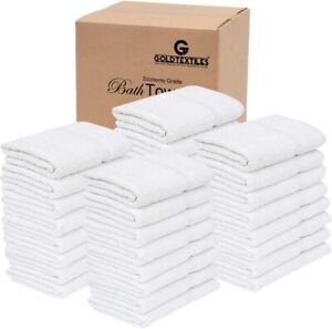 Bath Towel 24x48 White Cotton Blend Bulk Pack of 6,12,24,60,48,120 Towels set