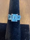 3 Blue Stones On Sterling Silver Size 5.5 Ring LS44-2