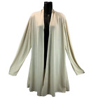 Peruvian Connection Size L Cream Long Line Open Front Silk Blend Cardigan Duster