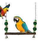 Wooden Hanging Bird Swing Perch Toy with Bell For Small Birds, Easy To Attach