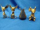 Brass Mice Solid Brass Set Of 4 Mice Figurines - Large Medium Big Ears