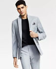 BAR III Men's Suit Jacket Solid Light Grey 46R Slim-Fit Sharkskin 2 Button