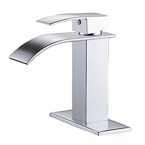 Bathroom Sink Faucet 1 Hole Single Handle Waterfall Lavatory Vanity Mixer Taps