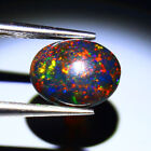 Oval Cab Natural AAA Floral Flash Play Of Color Black Opal 0.59ct 9x7mm Gemstone