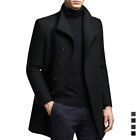 Winter Wool Blend Coat Men Formal Cotton Thickened Warm Wool Jacket  Trench Coat