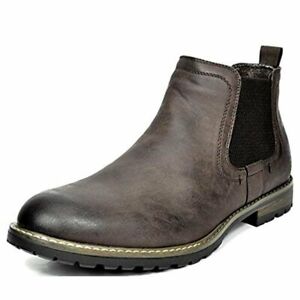 Men's Chelsea Ankle Boots Dress Casual Shoes-Dark Brown Size 6.5-13