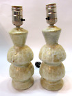 Pair Vintage MCM 1950's Ivory White w Gold Spray Pottery Small 12