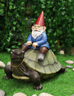 Ebros Large Whimsical Mr. Gnome Riding Giant Turtle Garden Statue 17.25
