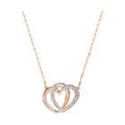 Swarovski Woman Double Heart Pendant Necklace Spring 5194826 with Box