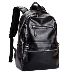 Mens Backpack Business Leather Laptop School Bag Waterproof Sports Travel Bag