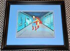 SUPERFRIENDS PRODUCTION ANIMATION CEL OF SUPERMAN AND WONDER WOMAN FRAMED ON OBG