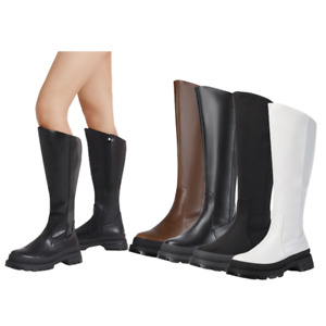 Women Chunky Platform Boots Side Zipper Fashion Knee High Boots Size 5-11