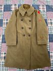Vintage 1918 WWI Military Olive Green Heavy Wool Trench Coat Great Condition