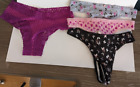 Victoria’s Secret Lace Thong Panties Lot of 4 NWT Size Medium Butterflies/Hearts