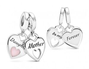 Genuine Pandora Mother And Daughter Dangle Charm W/ Pouch