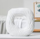 White Ceramic Nordic Vase Wave Finish Decorative Vase Modern Elegant Home Decor