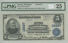 New Listing1902 Plain Back $5 note First NB in Detroit, Michigan CH#10527 Fr#605 PMG 25