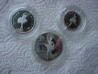 3 Russian Palladium Ballerina Proof Coins of 1, 0.5 and 0.25 oz. 1994 issue.