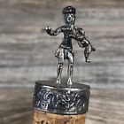 Antique 1800's Early 1900's Sterling Silver Man & Dog Cork Bottle Top Stopper