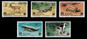 Kenya 1977 - Wildlife Fund, Endangered Animals - Set of 5v - Scott 89-93 - MNH