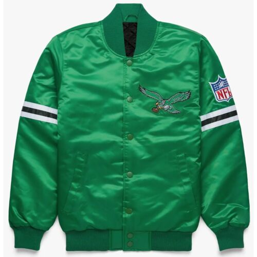Men's Philadelphia Eagles Vintage Style Kelly Green Bomber Style Varsity Jacket