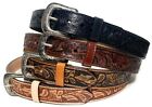 EMBOSSED WESTERN LEATHER BELT COWBOY RODEO CASUAL LEATHER BELT FLORAL EMBOSSED