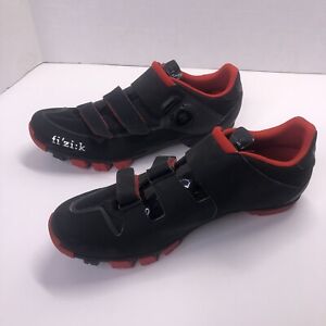 FIZIK M6 MTB Cycling Shoes Men’s Size US 11 1/2 BLACK-RED With Clips