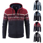 Mens Hoodie Knitted Cardigan Fleece Lined Winter Zip Up Thick Thermal Jumper Top