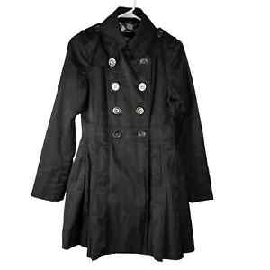 Guess Women's Vintage Black Double Breasted Short Trench Coat