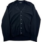 Saks Fifth Avenue Black w/ Metal Button Pure Cashmere Cardigan Sweater Sz Large