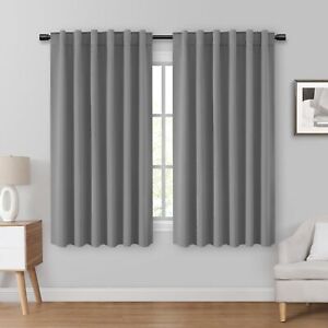 Blackout Curtains 52 X 63 Inch Long 2 Pages Light Grey Curtains, Room Brand New
