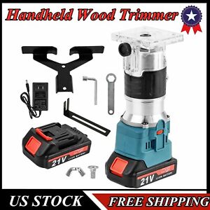 Cordless Brushless Hand Trimmer Compact Wood Router w/ 2 Batteries &1 Charger US